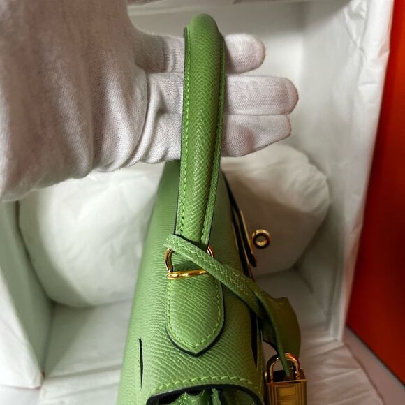 Hermes Kelly 28 Vert Criquet Epsom Sellier Green stamp Z - Picture 12 of 16